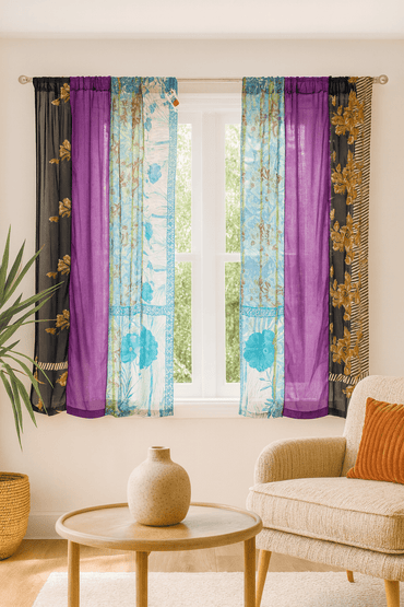 Set of Two curtain panels 40 inch(w) 63 inch(L) - P007 - Rangeelaa - Fairtrade Sustainable Women's Clothing