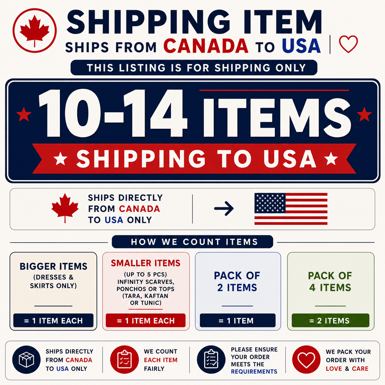 Shipping charges for 10 to 14 items - USA - Rangeelaa - Fairtrade Sustainable Women's Clothing