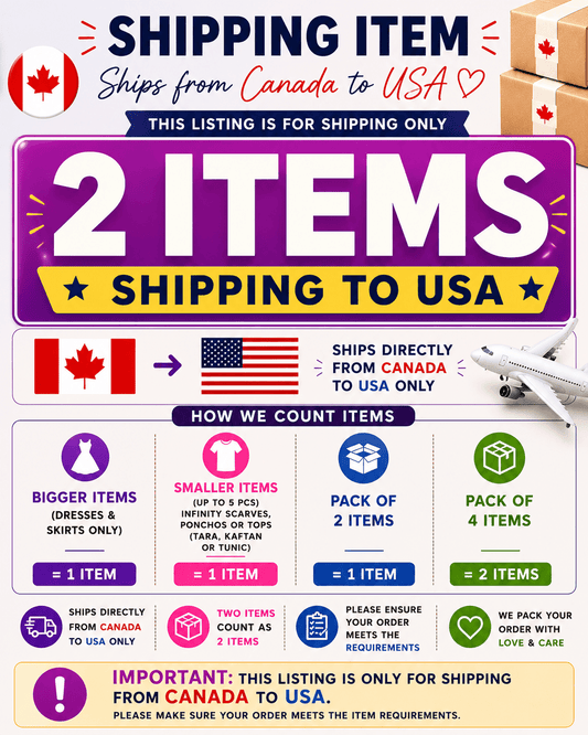 Shipping charges for 2 items - USA - Rangeelaa - Fairtrade Sustainable Women's Clothing