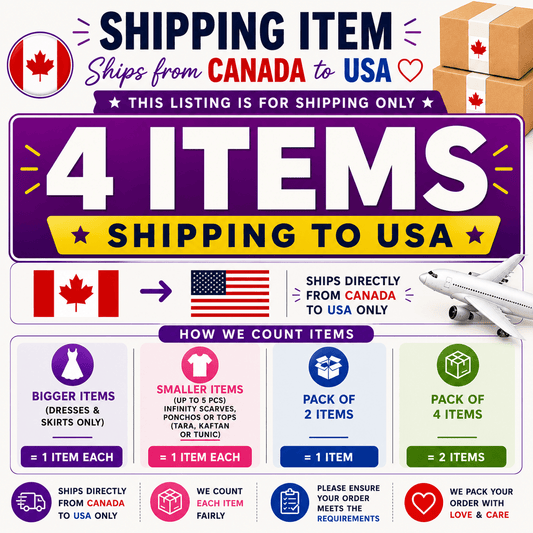Shipping charges for 4 items - USA - Rangeelaa - Fairtrade Sustainable Women's Clothing