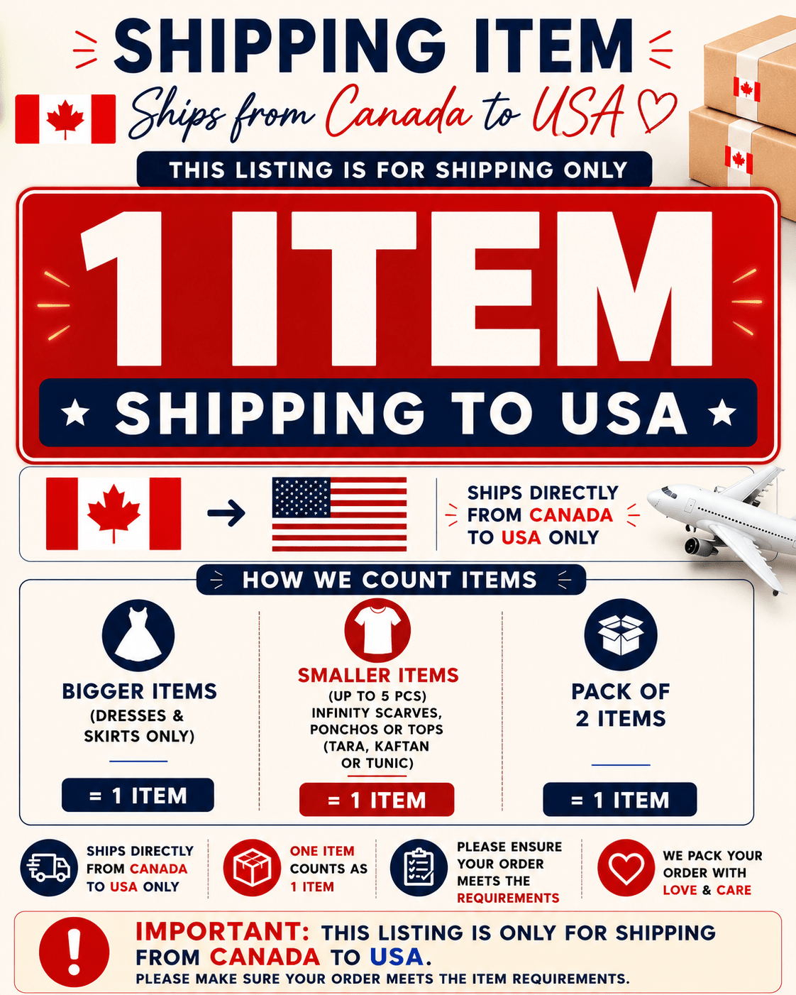 Shipping charges for One item - USA - Rangeelaa - Fairtrade Sustainable Women's Clothing
