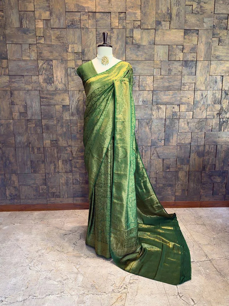 Emerald Green Kanjivaram Silk Saree