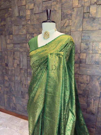 Emerald Green Kanjivaram Silk Saree