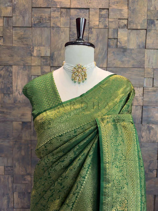 Emerald Green Kanjivaram Silk Saree