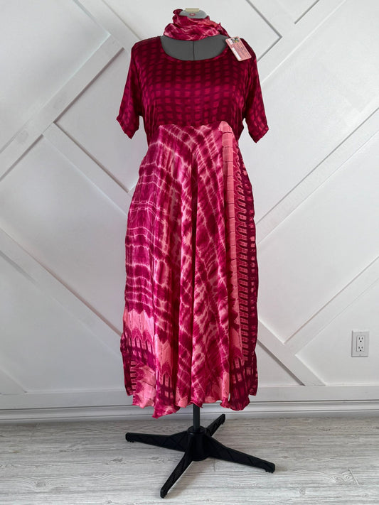 Slim Regular Viya Dress with scarf-ED027 - Rangeelaa- Fairtrade Sustainable Women's Clothing