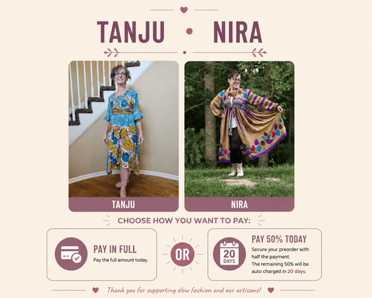 Tanju two piece dress set/Nira over sized Kimono - Rangeelaa- Fairtrade Sustainable Women's Clothing