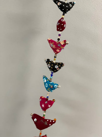 Fabric remnant Bird string garland - Rangeelaa- Fairtrade Sustainable Women's Clothing