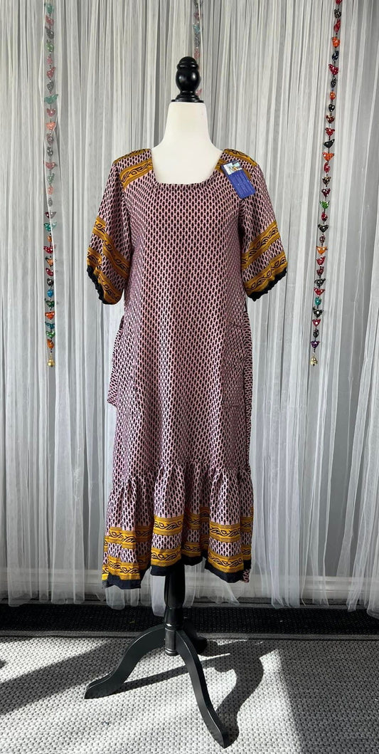 Petite Regular Size Flora Ruffle dress No scarf PJ003 - Rangeelaa- Fairtrade Sustainable Women's Clothing