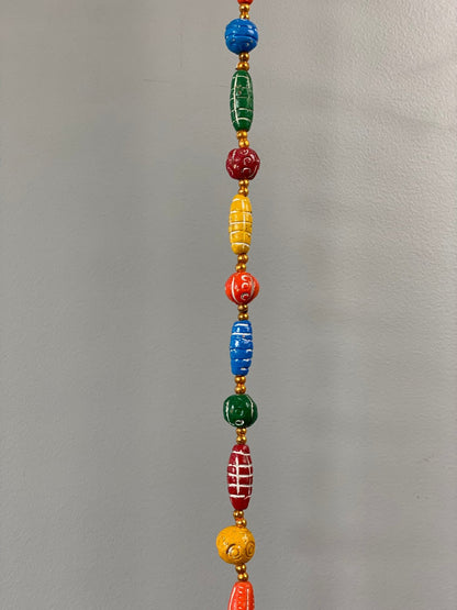 Wooden bead Blue Elephant Motif string garland - Rangeelaa- Fairtrade Sustainable Women's Clothing