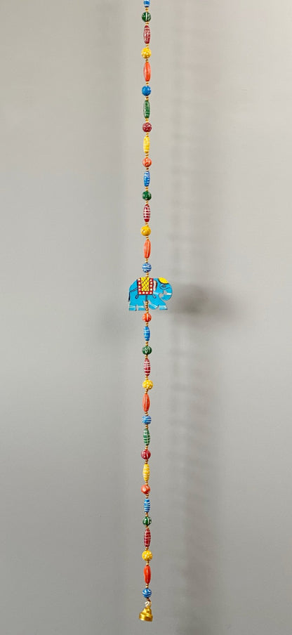 Wooden bead Blue Elephant Motif string garland - Rangeelaa- Fairtrade Sustainable Women's Clothing