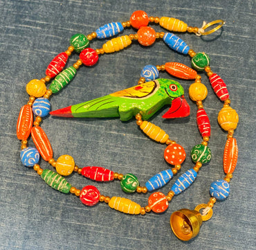 Wooden bead Parrot Motif string garland - Rangeelaa- Fairtrade Sustainable Women's Clothing