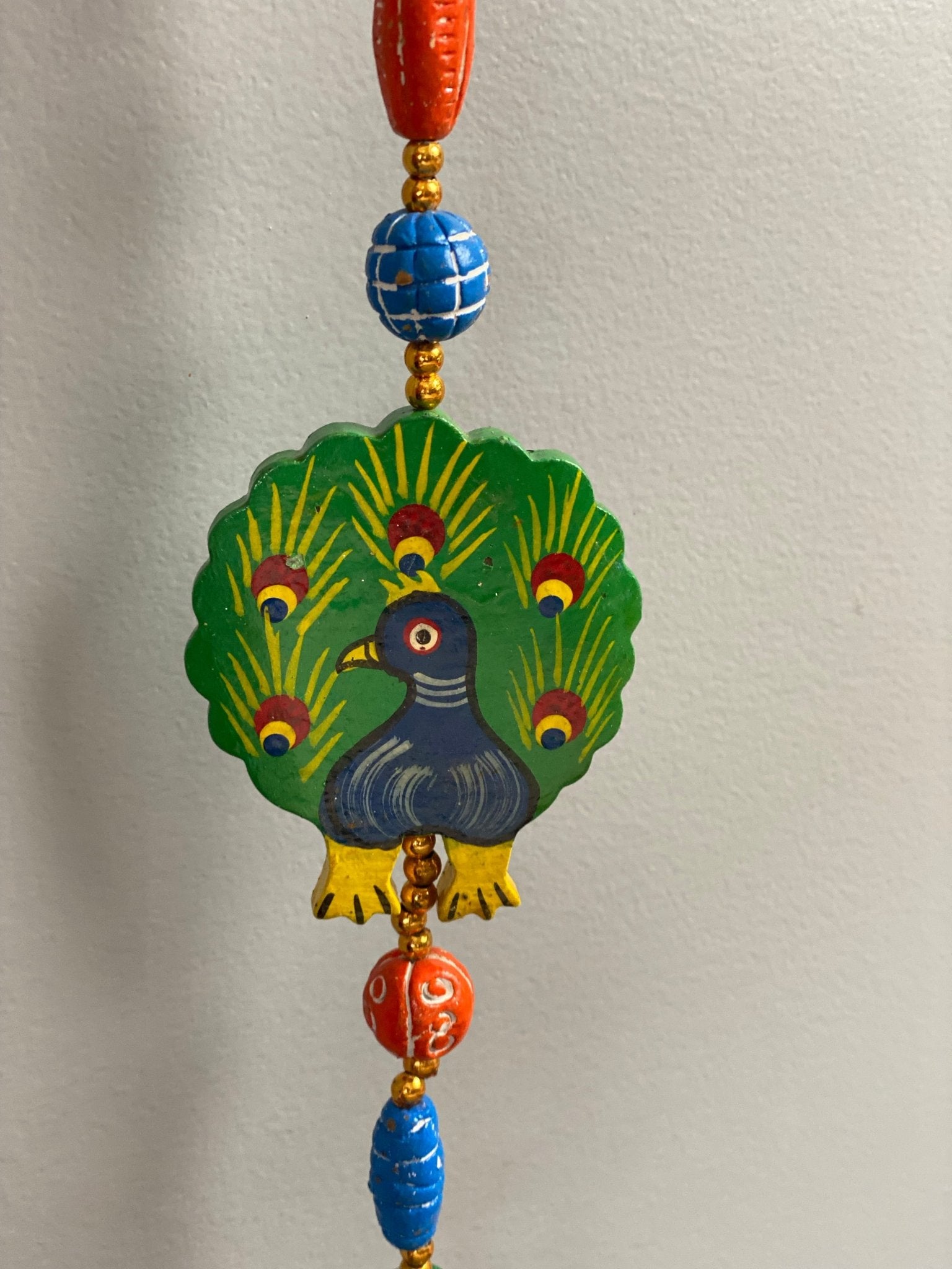 Wooden bead Peacock Motif string garland - Rangeelaa- Fairtrade Sustainable Women's Clothing