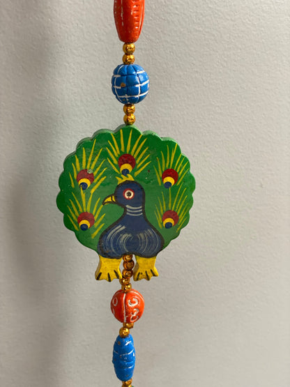 Wooden bead Peacock Motif string garland - Rangeelaa- Fairtrade Sustainable Women's Clothing