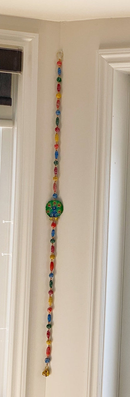 Wooden bead Peacock Motif string garland - Rangeelaa- Fairtrade Sustainable Women's Clothing