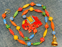 Wooden bead Red Elephant Motif string garland