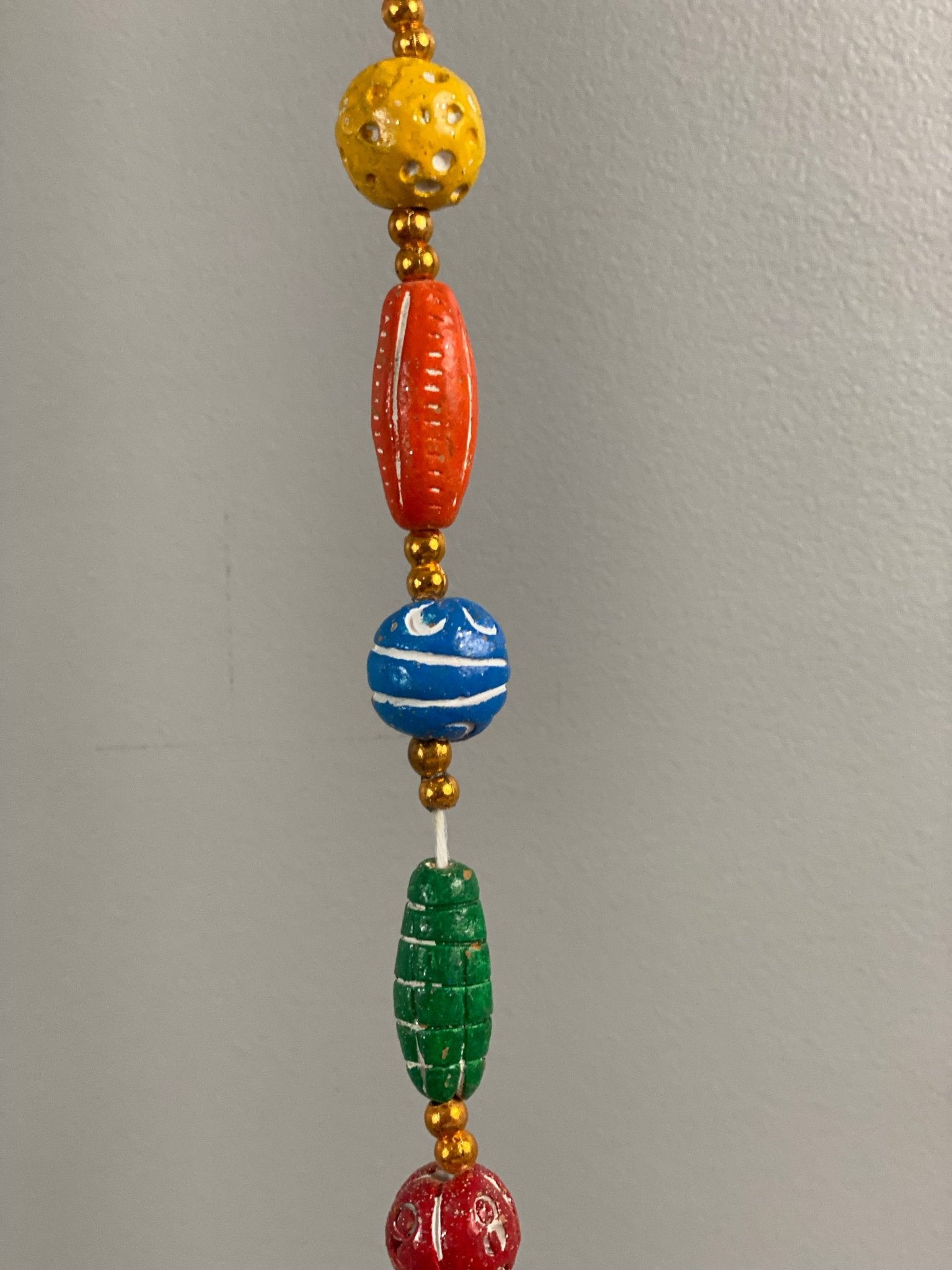 Wooden bead Red Elephant Motif string garland - Rangeelaa- Fairtrade Sustainable Women's Clothing